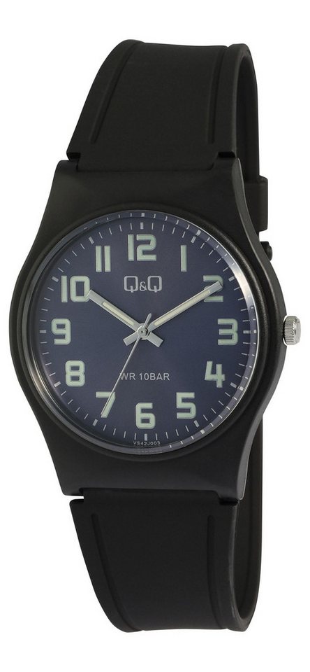Q&Q Quarzuhr VS42J003Y Damenuhr mit Silikonarmband 3-Zeiger/analog 10 ATM von Q&Q