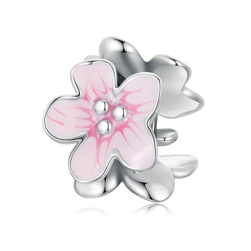 QANDOCCI FUNNALA Europäische Frühling Rosa Blume Abstandsperle 925 Silber DIY Fits für Frauen Mode Charms Armbänder Schmuck von QANDOCCI