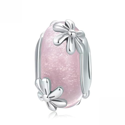 QANDOCCI FUNNALA Europäische Frühling Rosa Blume Murano Glasperle 925 Silber DIY Fits für Frauen Mode Charms Armbänder Schmuck von QANDOCCI