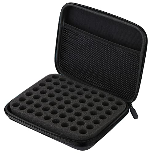 QANYEGN 63 Löcher Ätherische Öle Tasche, Nagellack Flaschen Halter Organizer, wasserdichte Aufbewahrungsbox mit Tragbarem Design, Ideal für die Reise Für 1-3Meterl Flaschen(Schwarz) von QANYEGN
