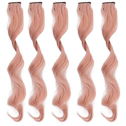 QANYEGN Farbige Haarverlängerungen, farbige Haarverlängerungen lockige wellige Accessoires, Regenbogen lockige Haarstücke für Frauen Kinder Mädchen (Purple) (Aoki Ash) (Pink) von QANYEGN
