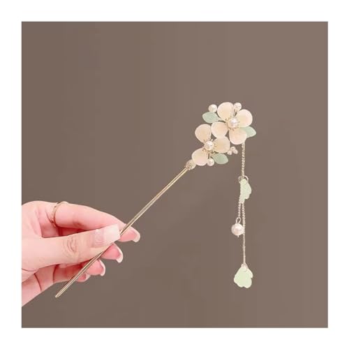 Vintage Chinesische Haarnadel, Damen Kristall Haarspange Blumen Form Design Silber Step Shake Hanfu Haarstab mit Quaste Kopfbedeckung Haarnadeln Schmuck Haarschmuck Stab (Farbe: Stil 1)(Style 12) von QAONEAY