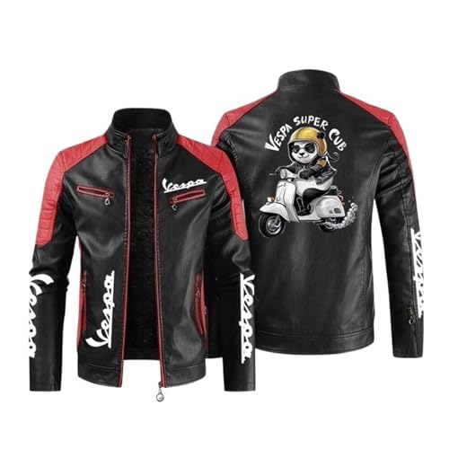 QATOBI Herren Jacke V.e.s.p.a, Motorrad Jacke Winddicht, WinteJacke HerbstJacke, Lederjacke(Red,S) von QATOBI