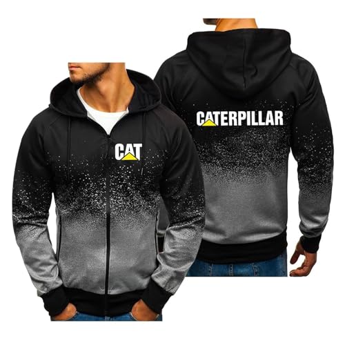QATOBI Hoodie Jacke Herren Bedruckt Ca.ter-pillar, Langarm Kapuzenjacke mit Reißverschluss, Casual Sweatshirt Jacke Herbst Winter Tops Outwear, Unisex(Green_3Xl) von QATOBI