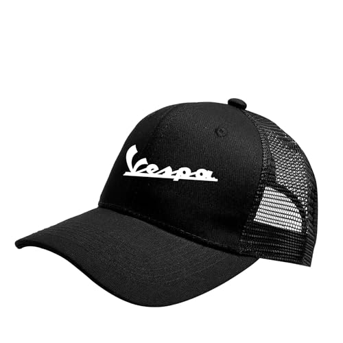 QATOBI Hut Basecap Herren V.e.s.p.a,Freizeit Retro Unisex Einstellbare Hut,Unisex Kappe Baseboard Baseballkappen Mütze, Panel Cap(Black) von QATOBI