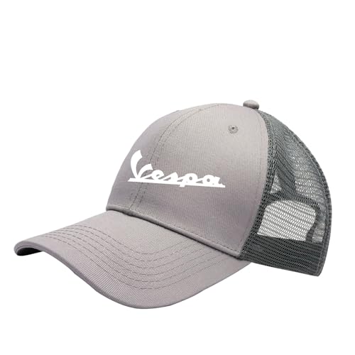 QATOBI Hut Basecap Herren V.e.s.p.a,Freizeit Retro Unisex Einstellbare Hut,Unisex Kappe Baseboard Baseballkappen Mütze, Panel Cap(Gray) von QATOBI