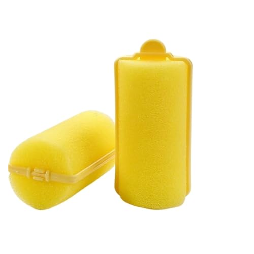 12 stücke Weichen Schwamm Schaum Kissen Haar Rollen Lockenwickler Barber DIY Locken Friseur Kit Heatless Wellenbildner Haar Styling werkzeuge Lockenwickler(Yellow,2.5cm) von QAUUCP