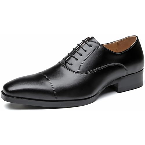QAXZESA Herren Derby Schnürer Business Schuhe Kleid Spitzschuh Leder Schnürschuhe Oxford Schwarz Formale Schuhe Für Büroarbeit,Black-42 von QAXZESA