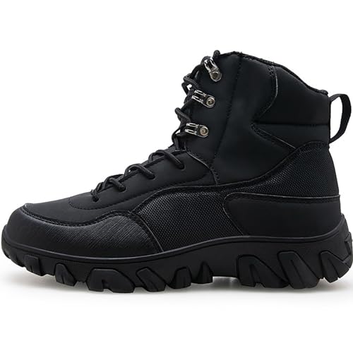 QAXZESA Herren Outdoor-Stiefel, leichte militärische taktische Stiefel, Polizeiarbeit, Schnürschuhe, Kommando-Armee-Kampfstiefel,Black-47 von QAXZESA