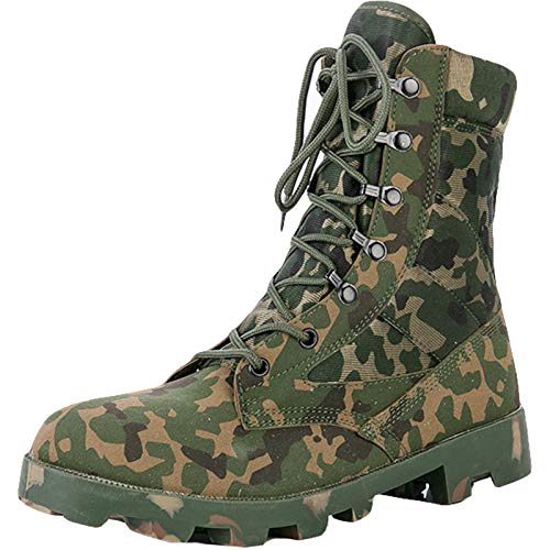 QAXZESA Herren Ultraleicht Atmungsaktiv Militär Stiefel Draussen Wüste Taktische Stiefeletten Kampfstiefel Armee-Patrouillenstiefel Schuhe der Sicherheitspolizei,Camouflage-42 von QAXZESA