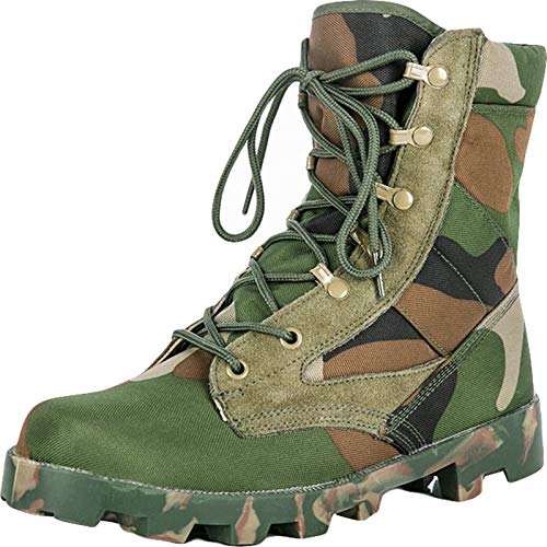 QAXZESA Herren Ultraleicht Atmungsaktiv Militär Stiefel Draussen Wüste Taktische Stiefeletten Kampfstiefel Armee-Patrouillenstiefel Schuhe der Sicherheitspolizei,Green-42 von QAXZESA