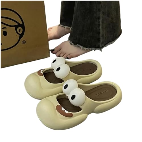 QBDGFPX Badezimmer Hausschuhe Home Slipper Damenschuhe Wolken Cartoon Big Eyes Hund Sandalen Männer Sommer Flip Flops Strand Rutschen Heimschuhe von QBDGFPX