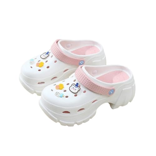 QBDGFPX Gartenclogs Frauenlochschuhe Sommer Outwear Beach Slipper Strandschuhe Frauen Dicke High Heels Gartenschuhe von QBDGFPX