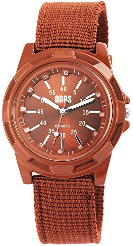 QBOS Herrenuhr Braun Analog Metall Textil Quarz Armbanduhr von QBOS