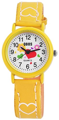 QBOS Kinder – Uhr Kunstleder Armbanduhr Jungen Mädchen Analog Quarz 4900002 von QBOS