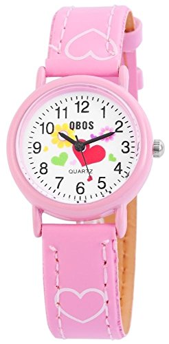 QBOS Kinder – Uhr Lederimitations Armbanduhr Jungen Mädchen Analog Quarz 4900002 von QBOS