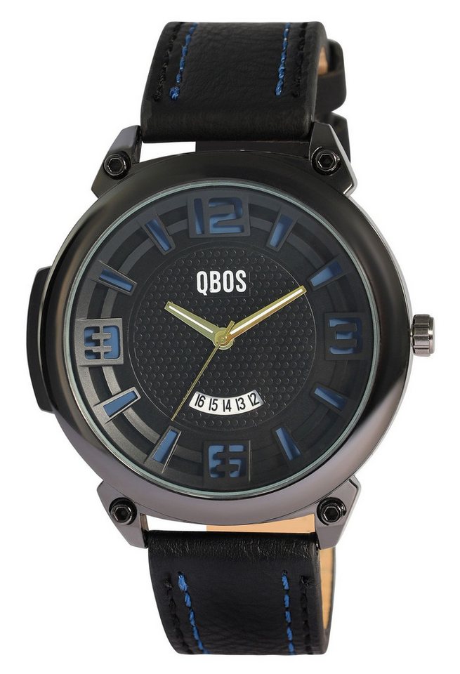Qbos Quarzuhr 2900252 QBOS Herrenuhr mit Lederimitationsband von Qbos
