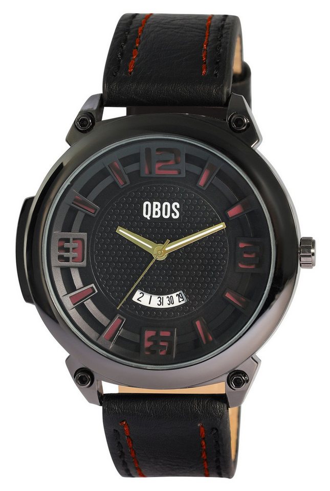 Qbos Quarzuhr 2900252 QBOS Herrenuhr mit Lederimitationsband von Qbos