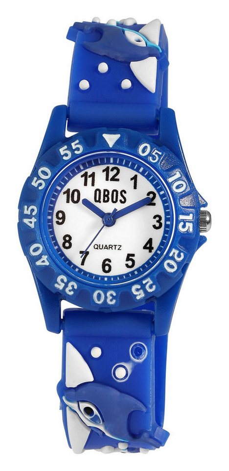 Qbos Quarzuhr 4500046 Silikonband, bunt, Motiv Delfin, D 28 mm von Qbos
