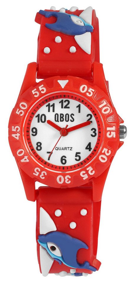 Qbos Quarzuhr 4500046 Silikonband, bunt, Motiv Delfin, D 28 mm von Qbos