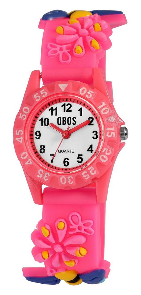 Qbos Quarzuhr 4500047 Silikonband, bunt, Motiv Biene, D 28 mm von Qbos