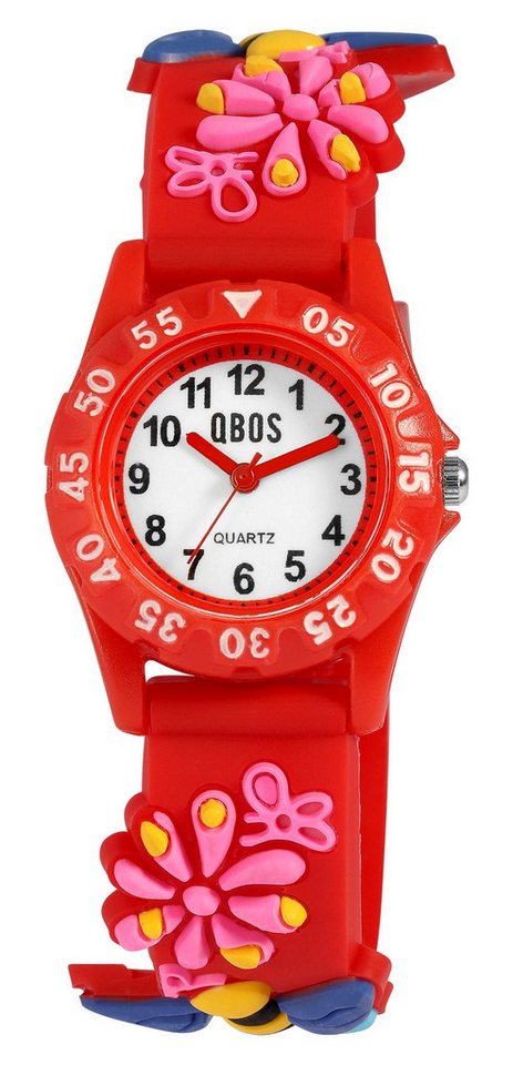 Qbos Quarzuhr 4500047 Silikonband, bunt, Motiv Biene, D 28 mm von Qbos