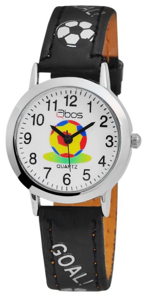 QBOS Quarzuhr Felix Fußball analoge Kinderuhr mit Armband aus Kunstleder 4900001, Kinder Armbanduhr von QBOS