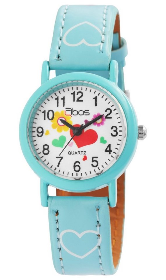 QBOS Quarzuhr Luca Herz analoge Kinderuhr mit Armband aus Kunstleder 4900002, Kinder Armbanduhr von QBOS