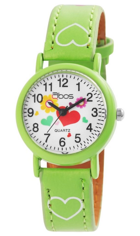 QBOS Quarzuhr Luca Herz analoge Kinderuhr mit Armband aus Kunstleder 4900002, Kinder Armbanduhr von QBOS
