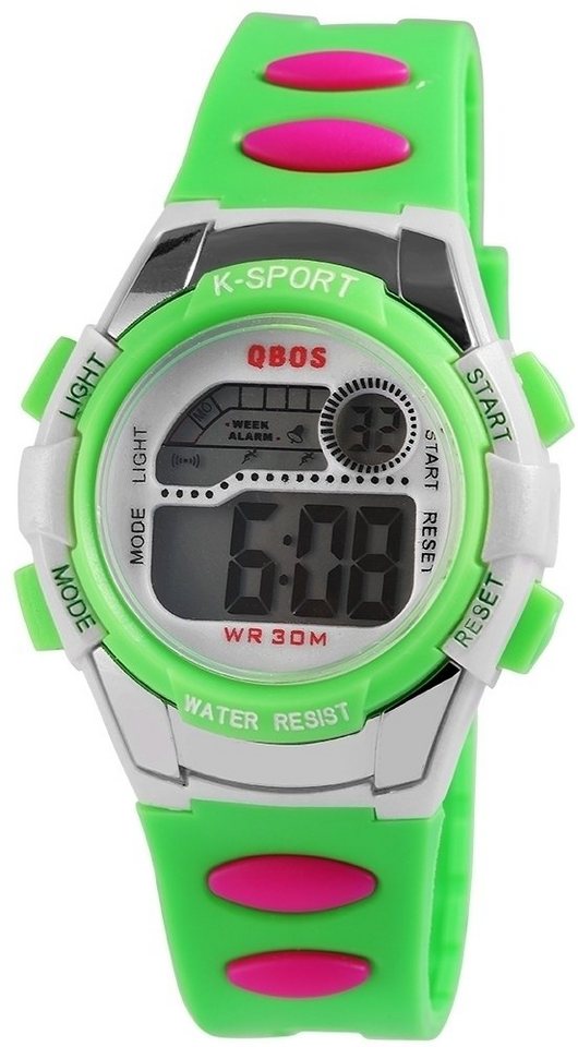 QBOS Quarzuhr Mallyx digitale Kinderuhr mit Silikonarmband 4400001, Kinder Armbanduhr von QBOS