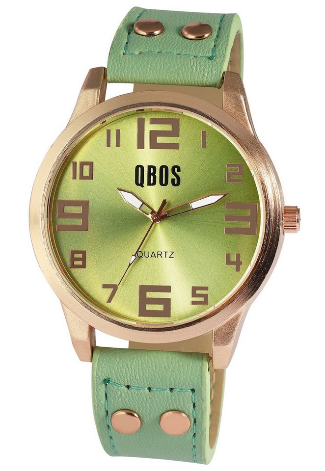 QBOS Quarzuhr QB0029 QBOS Unisexuhr mit Lederimitationsarmband von QBOS