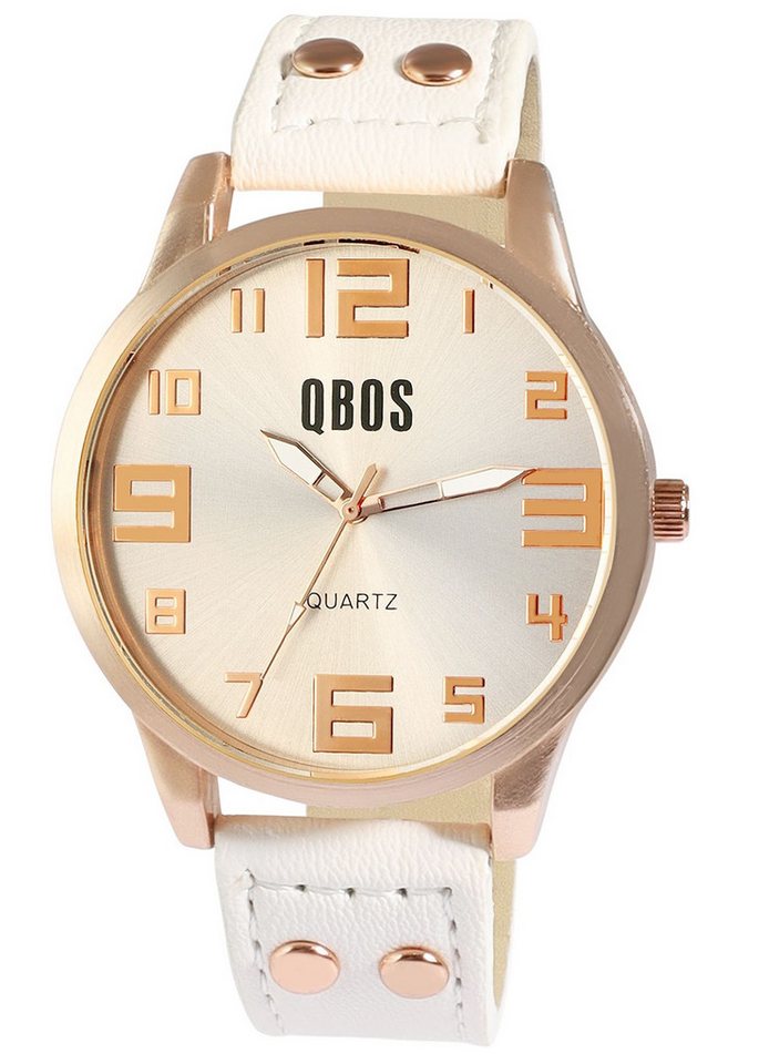 QBOS Quarzuhr QB0029 QBOS Unisexuhr mit Lederimitationsarmband von QBOS