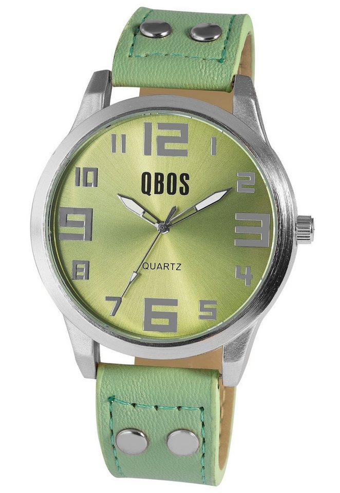 Qbos Quarzuhr QB0029 QBOS Unisexuhr mit Lederimitationsarmband von Qbos
