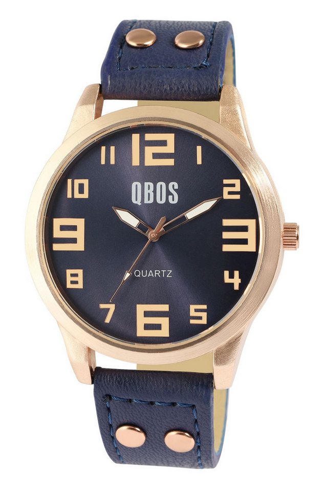 Qbos Quarzuhr QB0029 QBOS Unisexuhr mit Lederimitationsarmband von Qbos