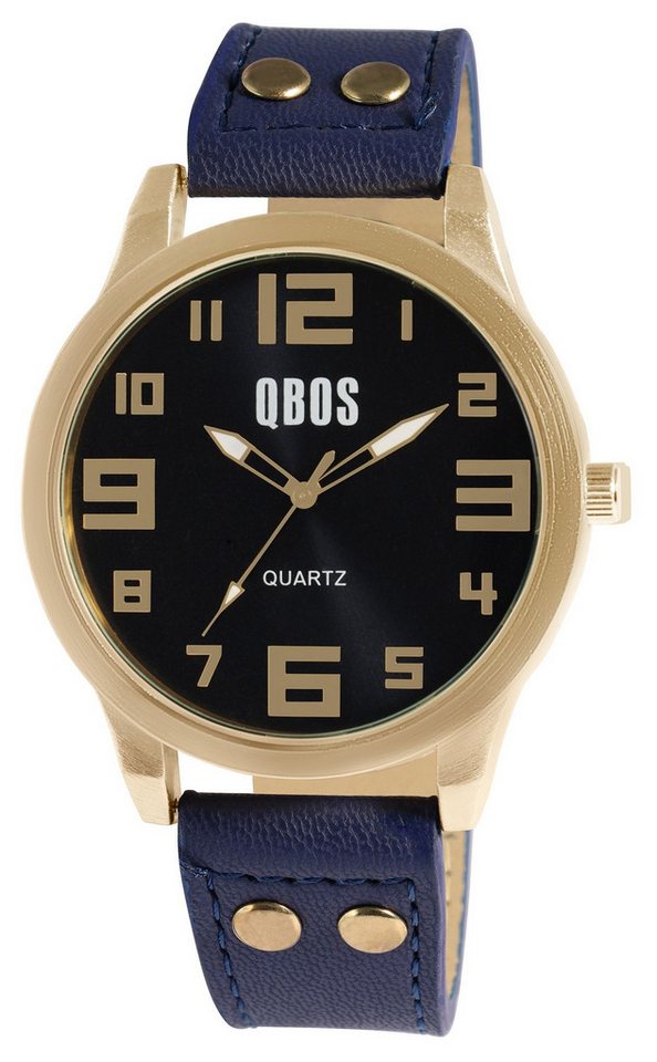 QBOS Quarzuhr QB0029 QBOS Unisexuhr mit Lederimitationsarmband von QBOS