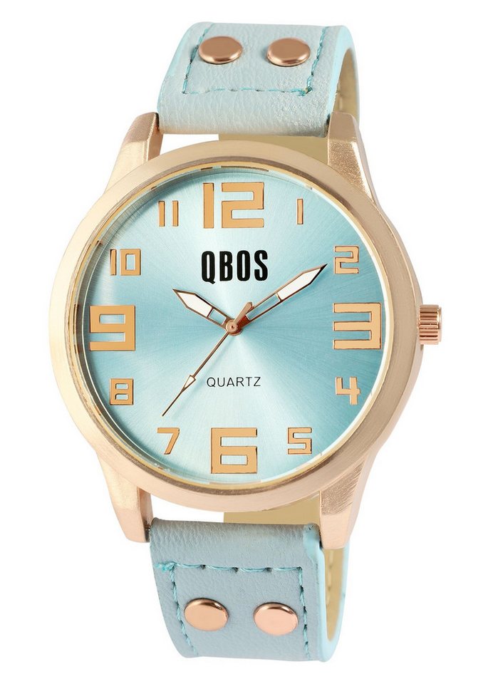 Qbos Quarzuhr QB0029 QBOS Unisexuhr mit Lederimitationsarmband von Qbos
