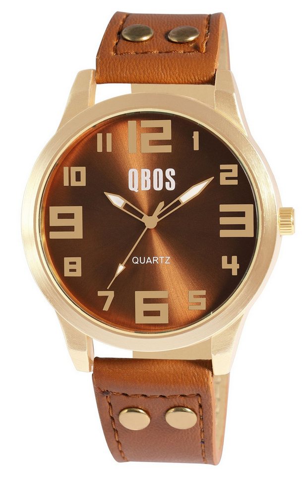Qbos Quarzuhr QB0029 QBOS Unisexuhr mit Lederimitationsarmband von Qbos