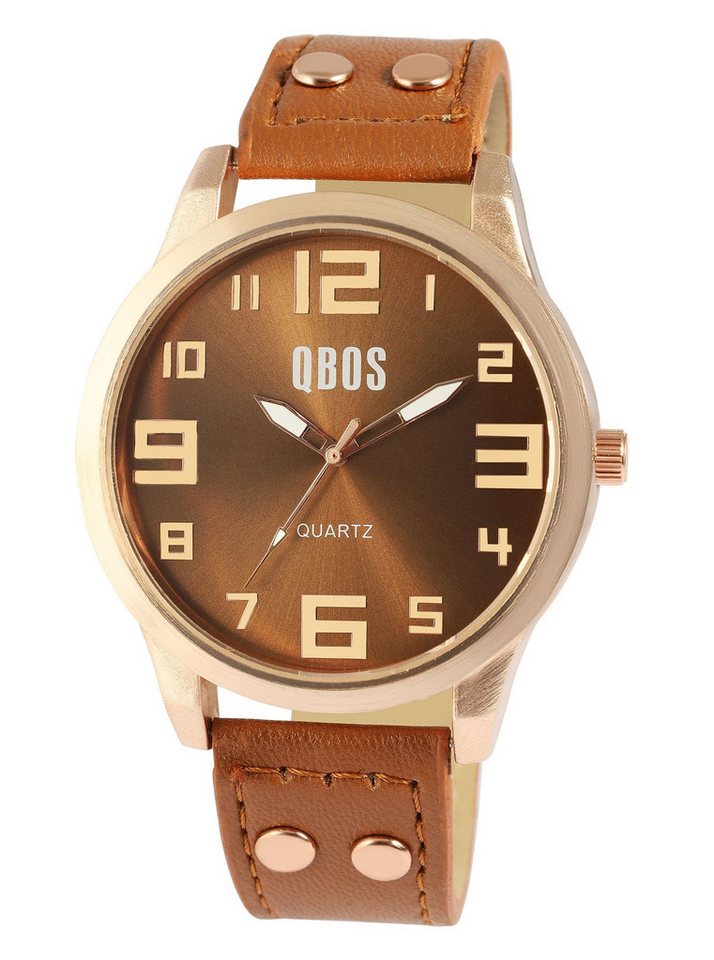 Qbos Quarzuhr QB0029 QBOS Unisexuhr mit Lederimitationsarmband von Qbos