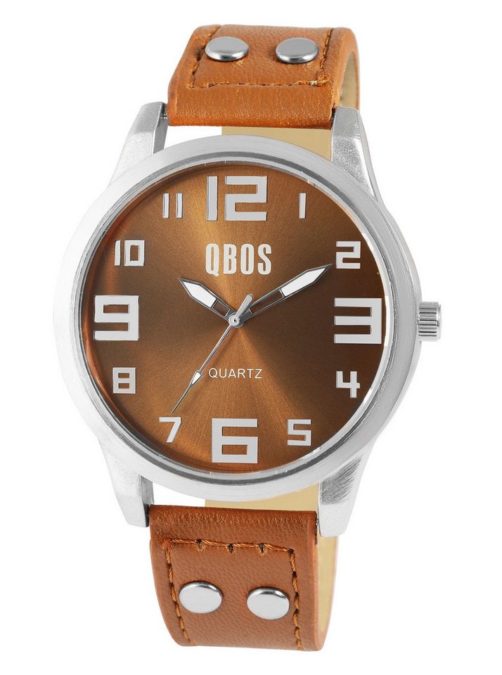 Qbos Quarzuhr QB0029 QBOS Unisexuhr mit Lederimitationsarmband von Qbos