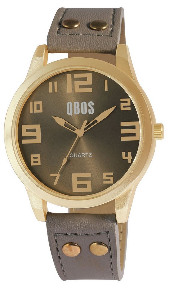 Qbos Quarzuhr QB0029 QBOS Unisexuhr mit Lederimitationsarmband von Qbos