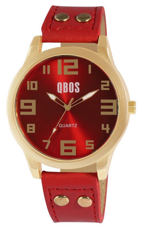 Qbos Quarzuhr QB0029 QBOS Unisexuhr mit Lederimitationsarmband von Qbos
