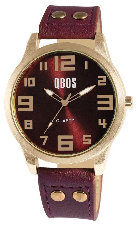 QBOS Quarzuhr QB0029 QBOS Unisexuhr mit Lederimitationsarmband von QBOS