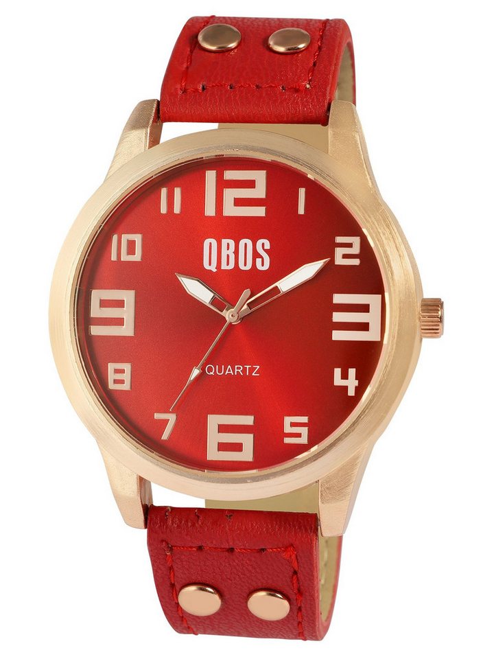 Qbos Quarzuhr QB0029 QBOS Unisexuhr mit Lederimitationsarmband von Qbos