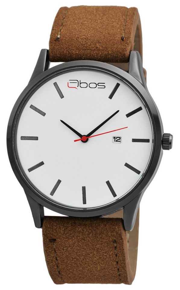 QBOS Quarzuhr QB0038, Herrenuhr Lederimitat von QBOS