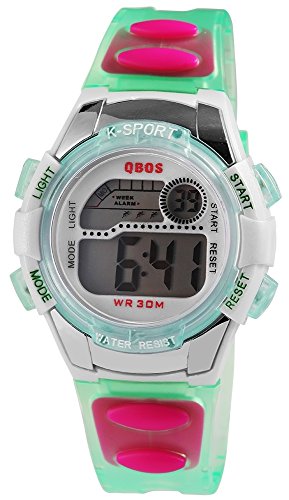 QBOS Kinder-Uhr Silikonarmband Dornschließe Digital Quarz 4400001 von QBOS