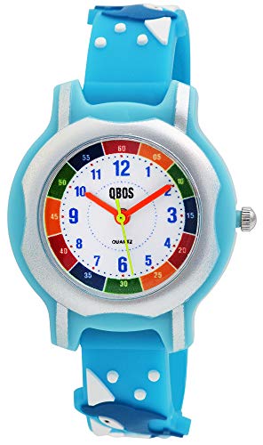 QBOS Kinder-Uhr Silikon Delfin Lernuhr Analog Quarz 4500024 von QBOS