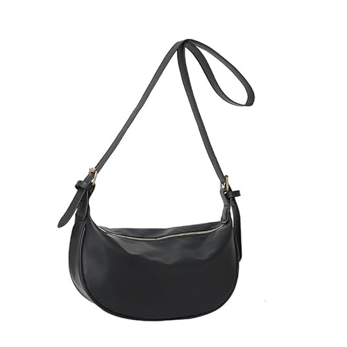 Vielseitig Modische Damenhandtaschen im Retro-Stil in Halbmondform: Hochwertige Materialien in klassischem Design, die eleganten Geschmack demonstrieren - Bequem zu tragen(Black) von QBSHLHT