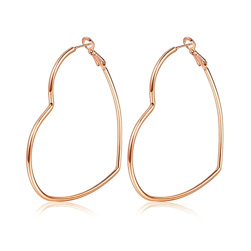 Hoop -Ohrringe, Modeschmuck Statement großer geometrischer Herz -Reifen -Ohrringe für Frauen Mädchen Geschenk von QBTZLATJ