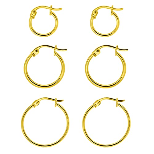 Hoop -Ohrringe für Frauen - Hypoallergene Ohrringe für Frauen in, Gelb, Rose oder Schwarz | Größen 12 mm, 15 mm, 20 mm oder Multipack von QBTZLATJ