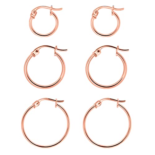 Hoop -Ohrringe für Frauen - Hypoallergene Ohrringe für Frauen in, Gelb, Rose oder Schwarz | Größen 12 mm, 15 mm, 20 mm oder Multipack von QBTZLATJ